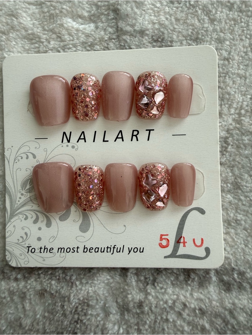 Pink Glitter Press-On Nails Set Medium
